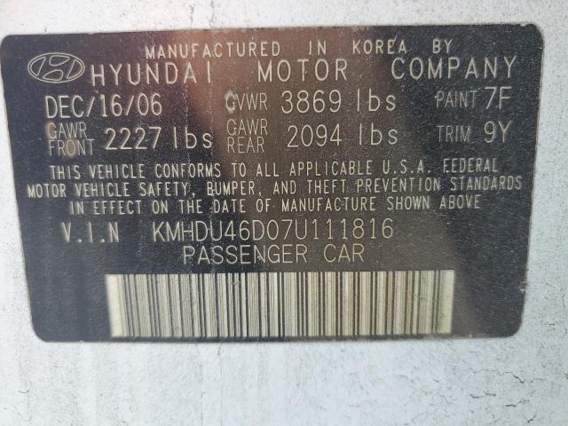 Photo 11 VIN: KMHDU46D07U111816 - HYUNDAI ELANTRA GL 