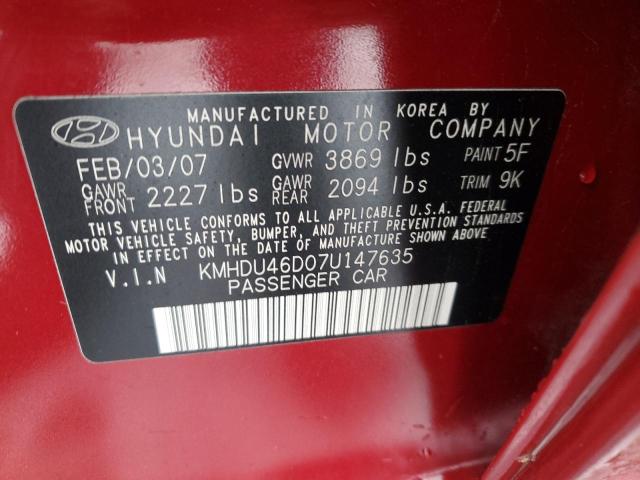 Photo 11 VIN: KMHDU46D07U147635 - HYUNDAI ELANTRA 