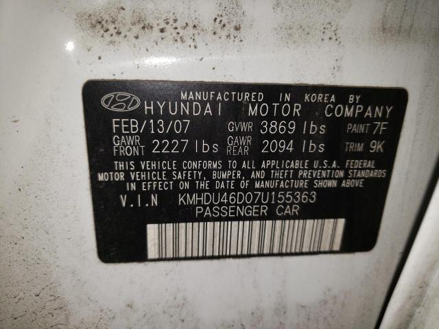 Photo 9 VIN: KMHDU46D07U155363 - HYUNDAI ELANTRA GL 