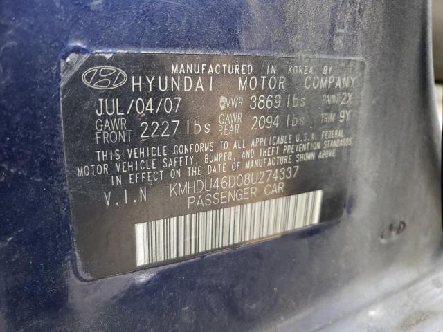 Photo 12 VIN: KMHDU46D08U274337 - HYUNDAI ELANTRA GL 