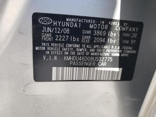 Photo 9 VIN: KMHDU46D08U532775 - HYUNDAI ELANTRA GL 