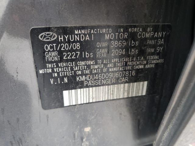 Photo 9 VIN: KMHDU46D09U607816 - HYUNDAI ELANTRA GL 