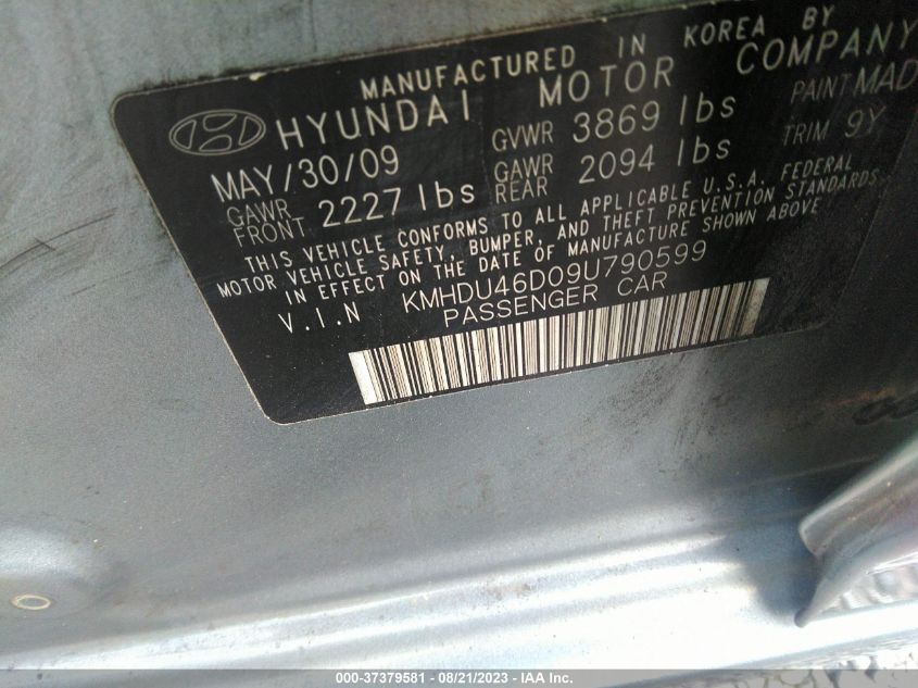 Photo 8 VIN: KMHDU46D09U790599 - HYUNDAI ELANTRA 