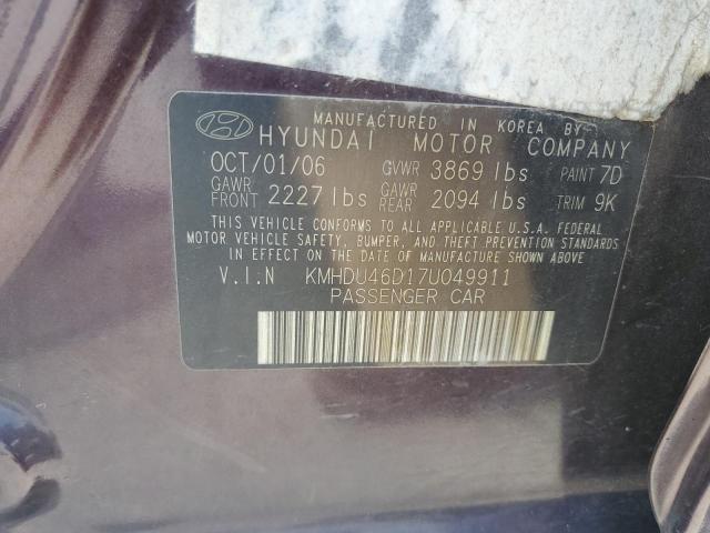 Photo 11 VIN: KMHDU46D17U049911 - HYUNDAI ELANTRA GL 