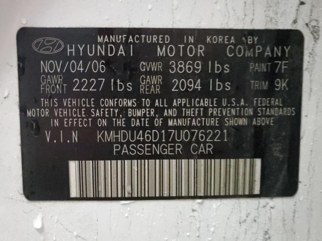 Photo 11 VIN: KMHDU46D17U076221 - HYUNDAI ELANTRA 