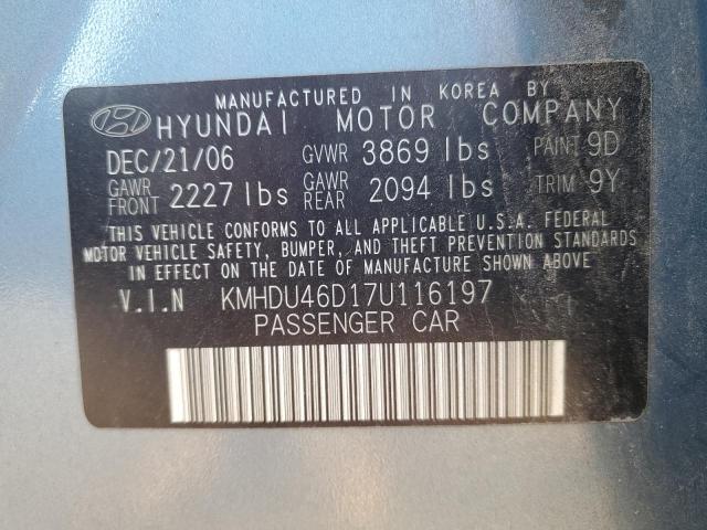 Photo 11 VIN: KMHDU46D17U116197 - HYUNDAI ELANTRA GL 