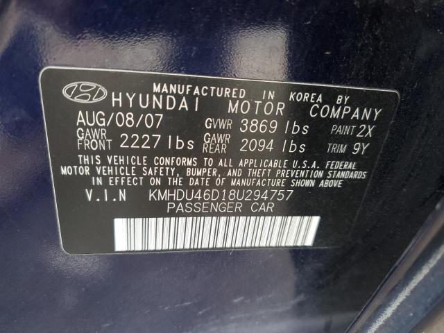 Photo 12 VIN: KMHDU46D18U294757 - HYUNDAI ELANTRA 