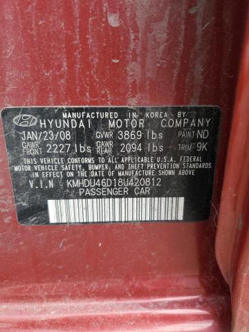 Photo 11 VIN: KMHDU46D18U420812 - HYUNDAI ELANTRA 