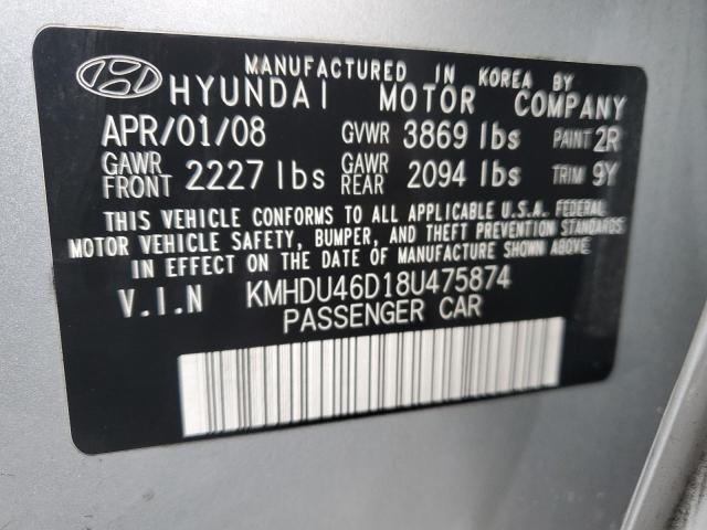 Photo 12 VIN: KMHDU46D18U475874 - HYUNDAI ELANTRA 