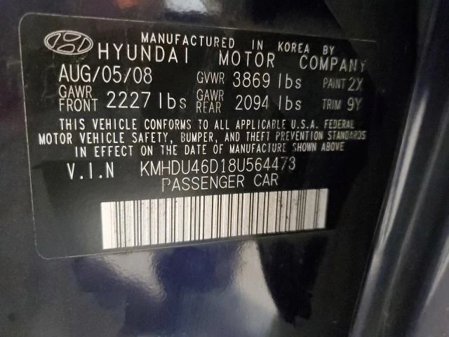 Photo 11 VIN: KMHDU46D18U564473 - HYUNDAI ELANTRA GL 