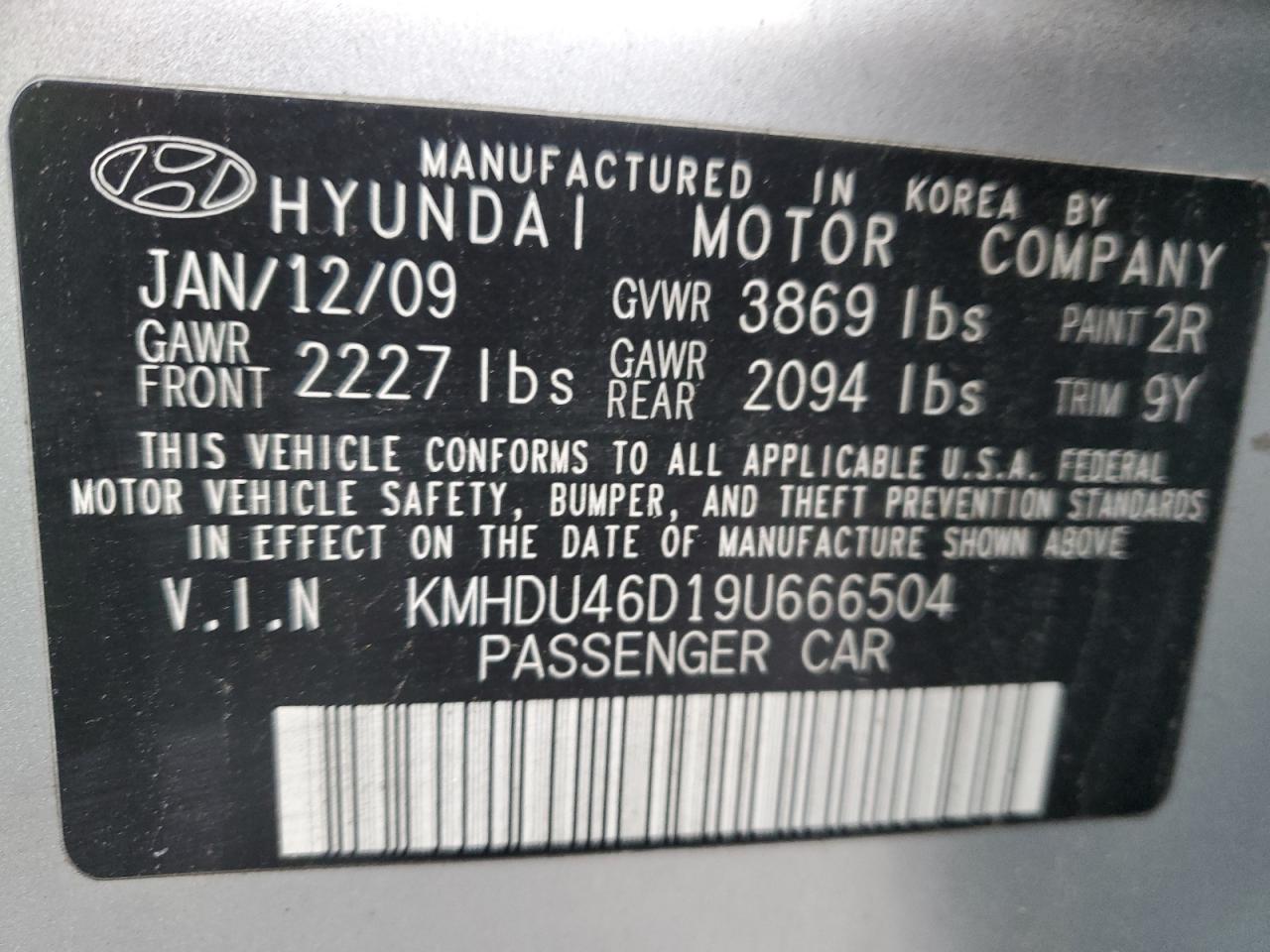 Photo 11 VIN: KMHDU46D19U666504 - HYUNDAI ACCENT 