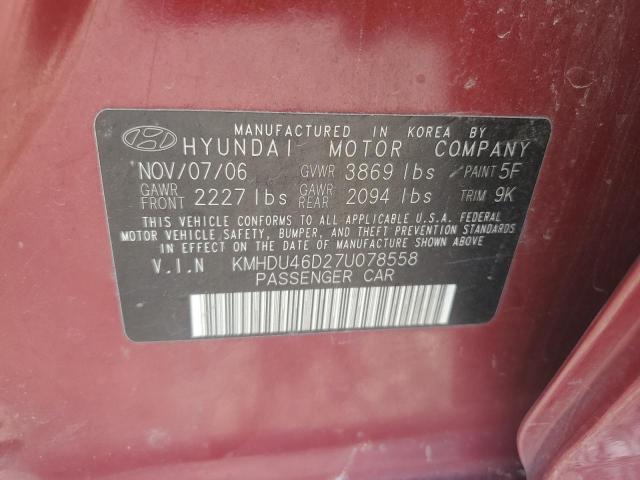 Photo 11 VIN: KMHDU46D27U078558 - HYUNDAI ELANTRA GL 