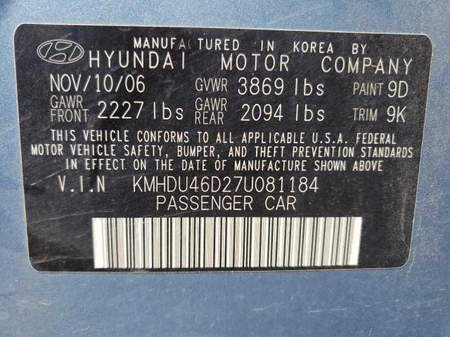 Photo 11 VIN: KMHDU46D27U081184 - HYUNDAI ELANTRA GL 