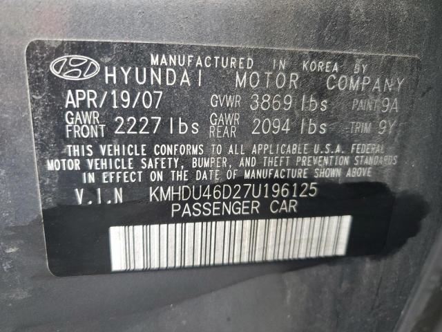 Photo 11 VIN: KMHDU46D27U196125 - HYUNDAI ELANTRA 