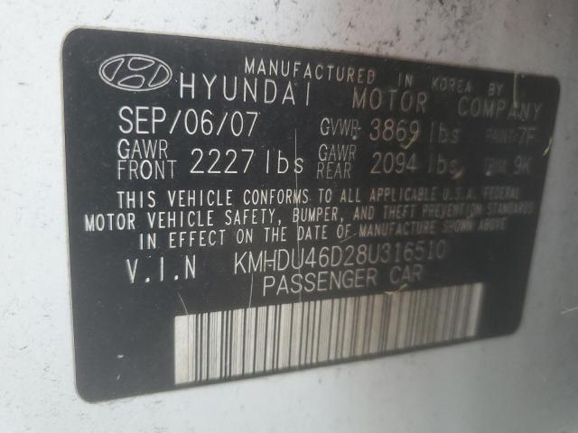 Photo 11 VIN: KMHDU46D28U316510 - HYUNDAI ELANTRA GL 