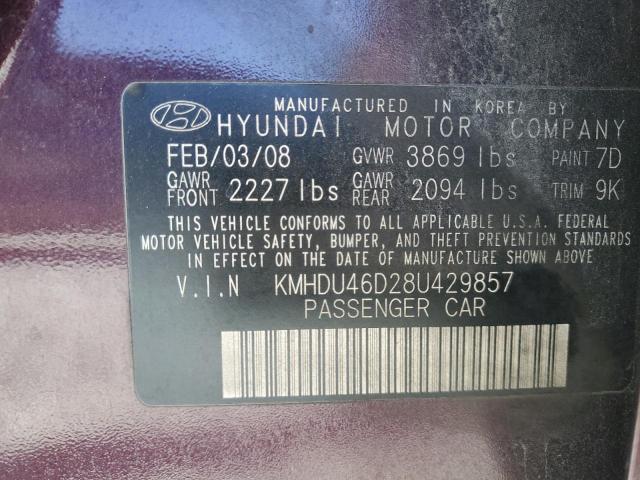 Photo 11 VIN: KMHDU46D28U429857 - HYUNDAI ELANTRA GL 