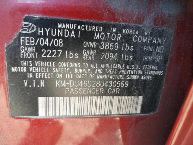 Photo 11 VIN: KMHDU46D28U430569 - HYUNDAI ELANTRA 