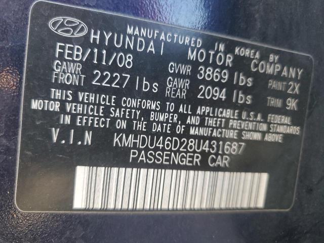 Photo 11 VIN: KMHDU46D28U431687 - HYUNDAI ELANTRA GL 