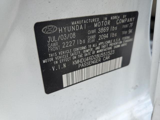 Photo 12 VIN: KMHDU46D28U551523 - HYUNDAI ELANTRA GL 