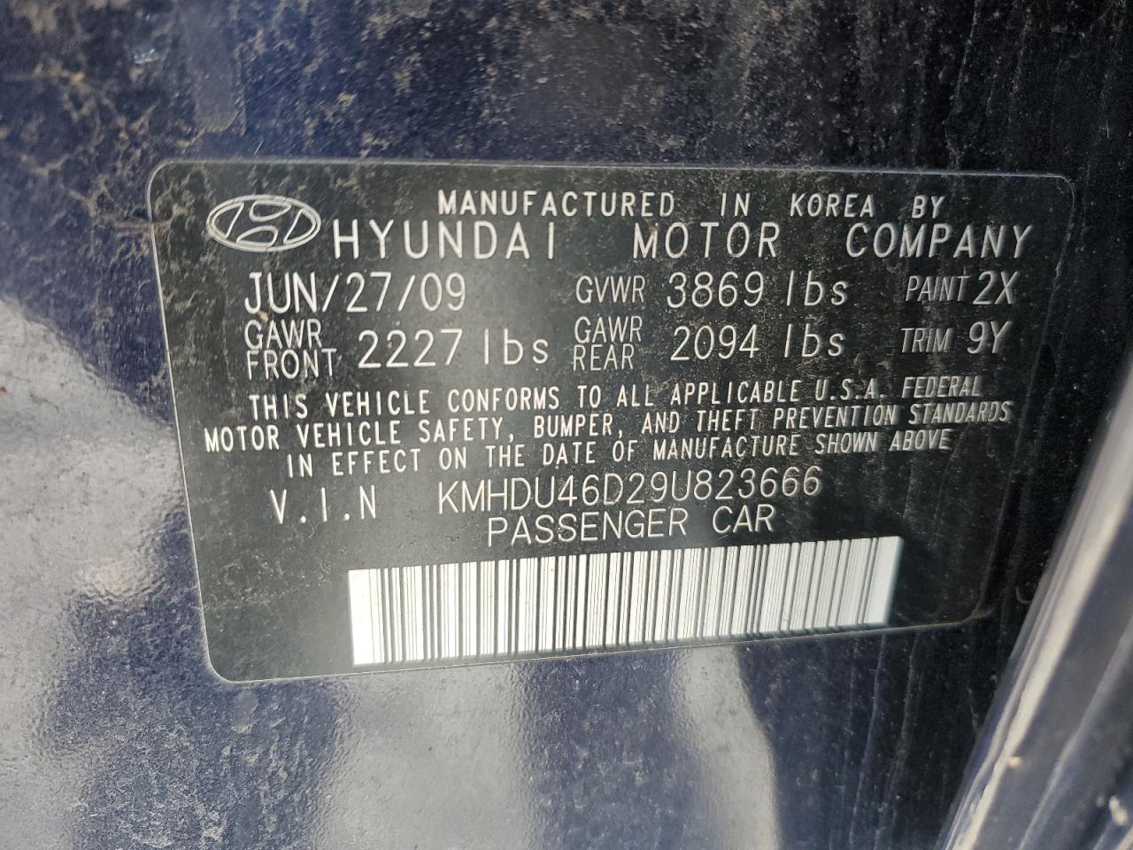 Photo 11 VIN: KMHDU46D29U823666 - HYUNDAI ELANTRA 