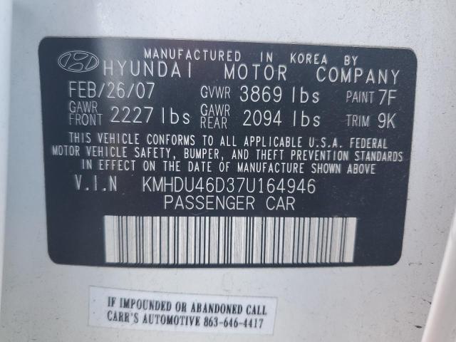 Photo 11 VIN: KMHDU46D37U164946 - HYUNDAI ELANTRA 