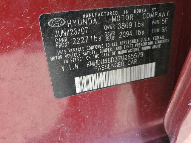 Photo 11 VIN: KMHDU46D37U265579 - HYUNDAI ELANTRA GL 