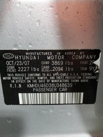 Photo 11 VIN: KMHDU46D38U348639 - HYUNDAI ELANTRA GL 