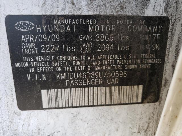 Photo 12 VIN: KMHDU46D39U750596 - HYUNDAI ELANTRA 