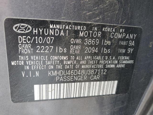 Photo 12 VIN: KMHDU46D48U387112 - HYUNDAI ELANTRA GL 