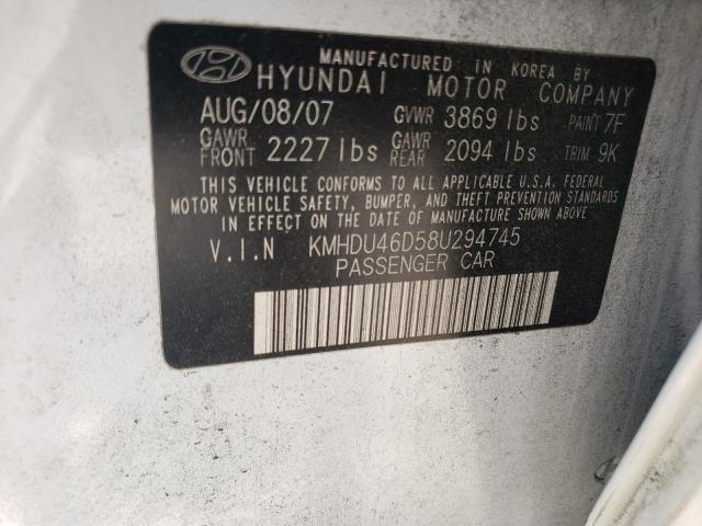 Photo 11 VIN: KMHDU46D58U294745 - HYUNDAI ELANTRA 