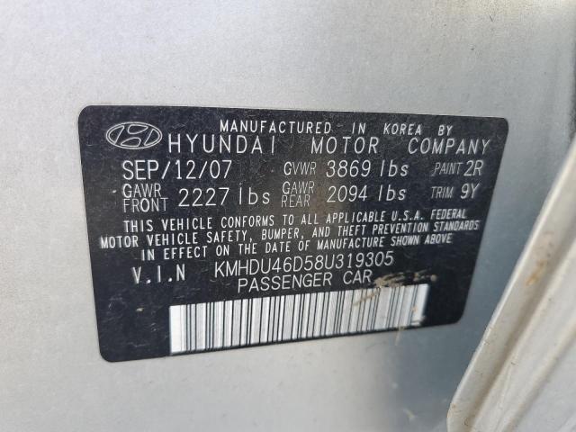 Photo 11 VIN: KMHDU46D58U319305 - HYUNDAI ELANTRA GL 