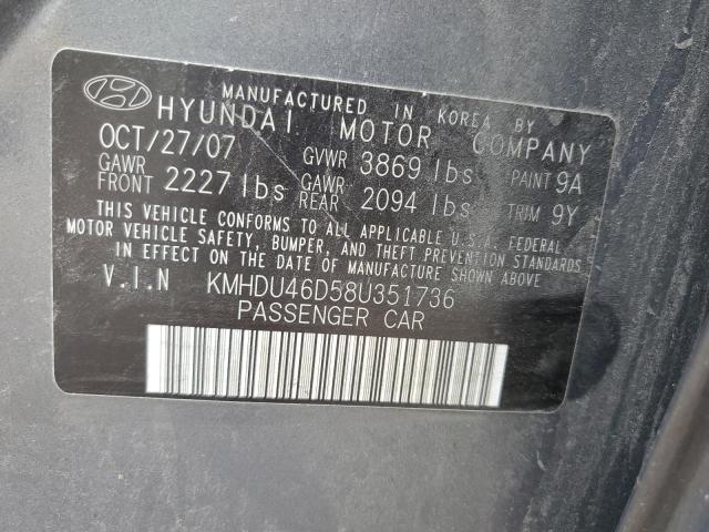 Photo 11 VIN: KMHDU46D58U351736 - HYUNDAI ELANTRA GL 