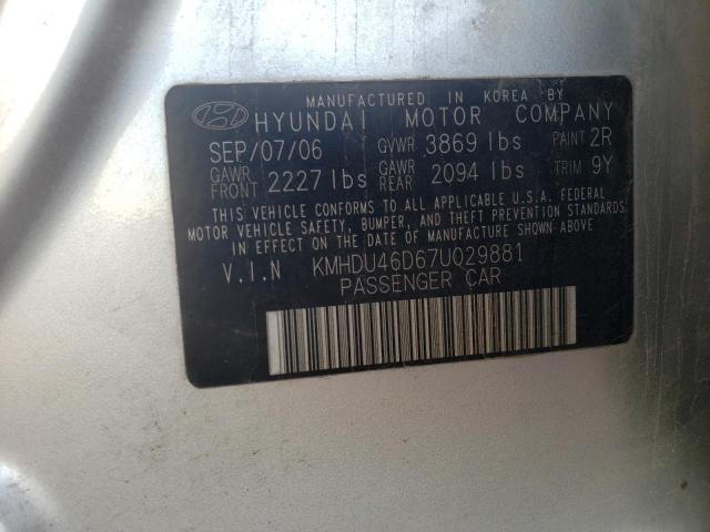 Photo 11 VIN: KMHDU46D67U029881 - HYUNDAI ELANTRA GL 