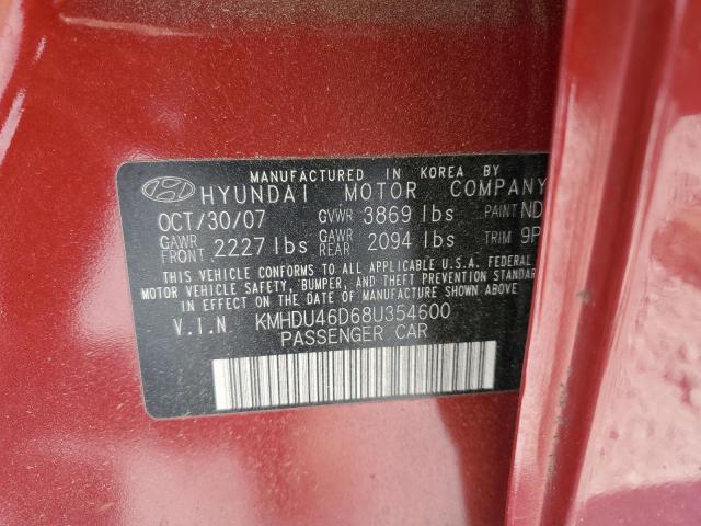 Photo 11 VIN: KMHDU46D68U354600 - HYUNDAI ELANTRA GL 