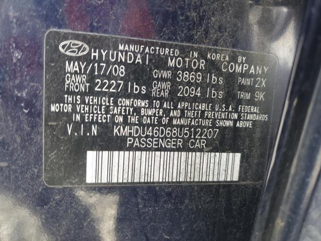 Photo 12 VIN: KMHDU46D68U512207 - HYUNDAI ELANTRA 