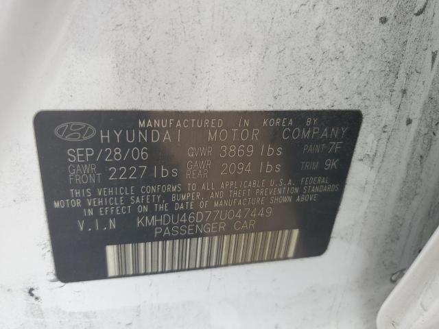 Photo 12 VIN: KMHDU46D77U047449 - HYUNDAI ELANTRA GL 