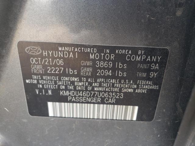 Photo 9 VIN: KMHDU46D77U063523 - HYUNDAI ELANTRA GL 