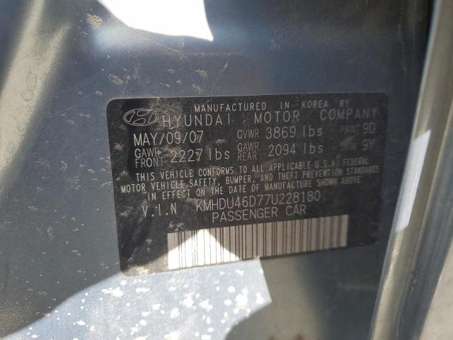 Photo 12 VIN: KMHDU46D77U228180 - HYUNDAI ELANTRA GL 