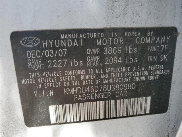 Photo 11 VIN: KMHDU46D78U380980 - HYUNDAI ELANTRA 