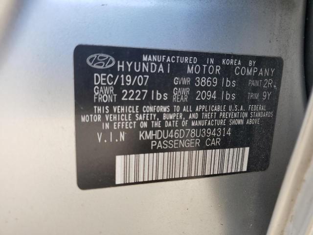 Photo 11 VIN: KMHDU46D78U394314 - HYUNDAI ELANTRA GL 