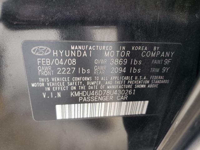 Photo 11 VIN: KMHDU46D78U430261 - HYUNDAI ELANTRA GL 