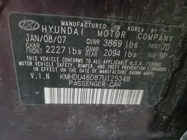 Photo 11 VIN: KMHDU46D87U125348 - HYUNDAI ELANTRA GL 