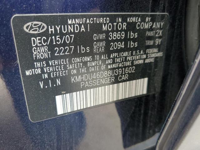 Photo 12 VIN: KMHDU46D88U391602 - HYUNDAI ELANTRA 