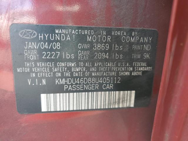 Photo 11 VIN: KMHDU46D88U405112 - HYUNDAI ELANTRA GL 