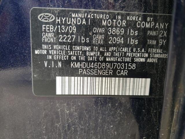 Photo 9 VIN: KMHDU46D89U703158 - HYUNDAI ELANTRA GL 