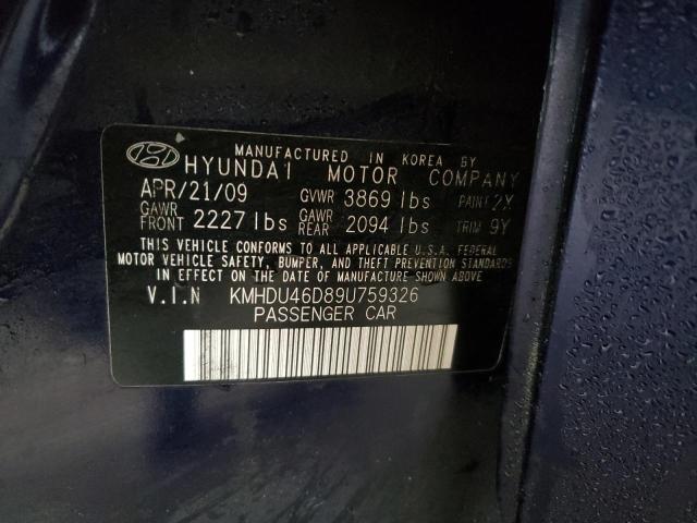 Photo 9 VIN: KMHDU46D89U759326 - HYUNDAI ELANTRA GL 