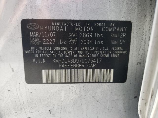 Photo 9 VIN: KMHDU46D97U175417 - HYUNDAI ELANTRA GL 