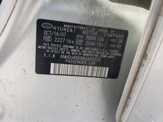 Photo 9 VIN: KMHDU46D98U343025 - HYUNDAI ELANTRA GL 