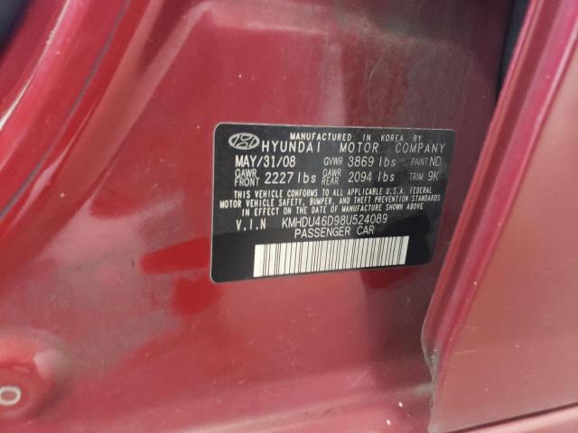 Photo 11 VIN: KMHDU46D98U524089 - HYUNDAI ELANTRA GL 