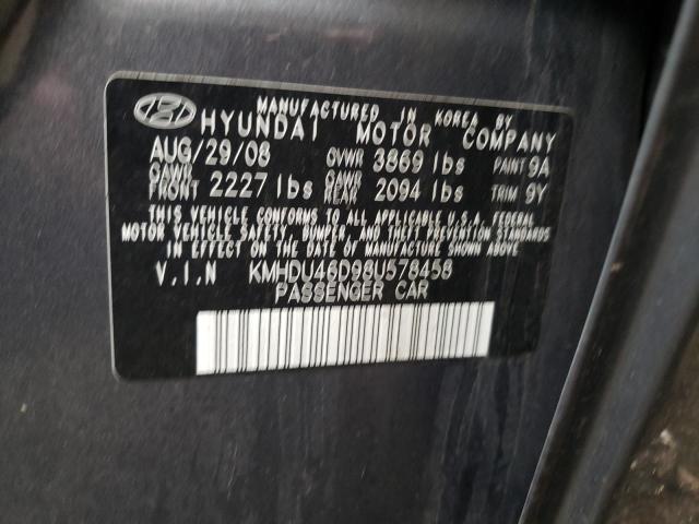 Photo 9 VIN: KMHDU46D98U578458 - HYUNDAI ELANTRA GL 